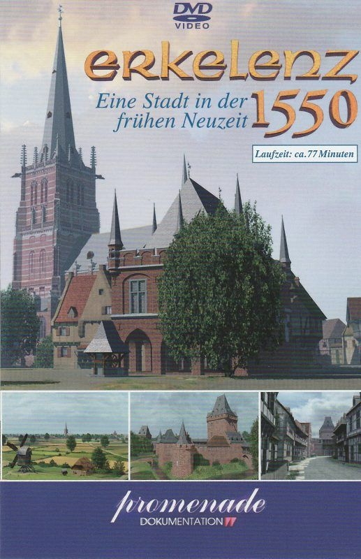Das Cover des Videos "Erkelenz 1505" mit St. Lambertus, dem Alten Rathaus und anderen Motiven