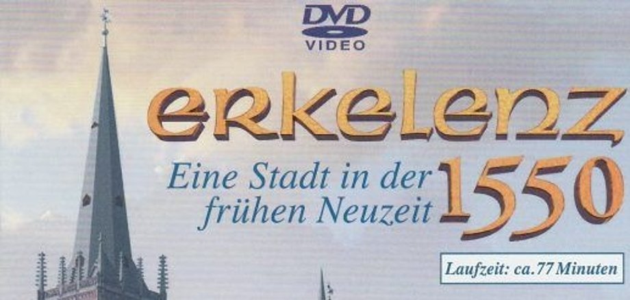 Das Cover des Videos "Erkelenz 1505" mit St. Lambertus, dem Alten Rathaus und anderen Motiven