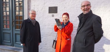 Günter Merkens, Ehrenvorsitzender des Heimatvereins, Rita Hündgen, Vorsitzende des Heimatvereins und Technischer Beigeordneter Ansgar Lurweg