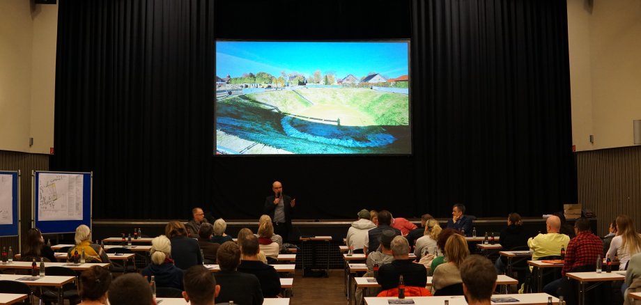 Präsentation der Baugebietes während des Grundstücksvergabeabends 