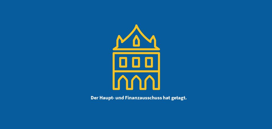 Grafik vom Alten Rathaus mit Schriftzug zum Haupt- und Finanzausschuss.