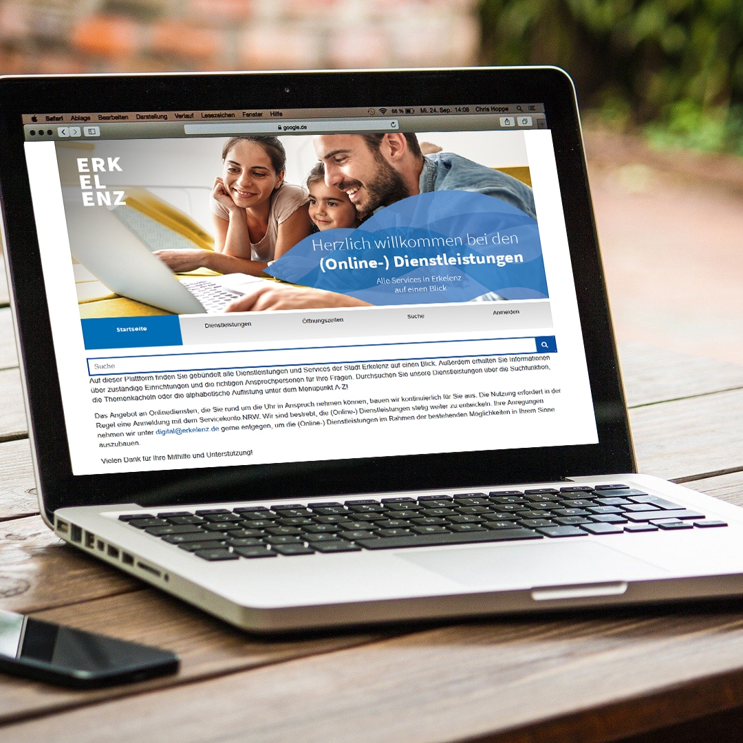 Laptop - Bildschirm zeigt Dienstleistungsportal