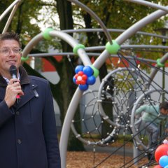 Bürgermeister Stephan Muckel während der Eröffnung des Grünrings