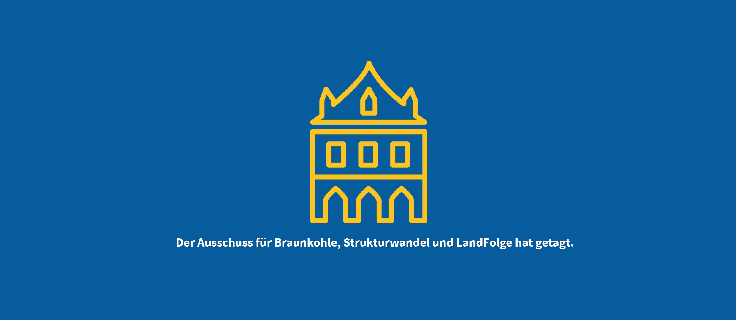 Grafik: Gelbes Rathaus auf blauem Grund