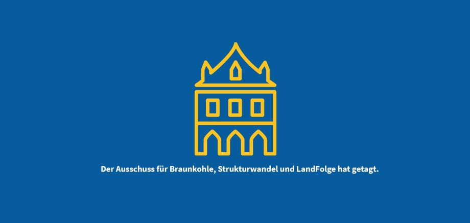 Grafik: Gelbes Rathaus auf blauem Grund