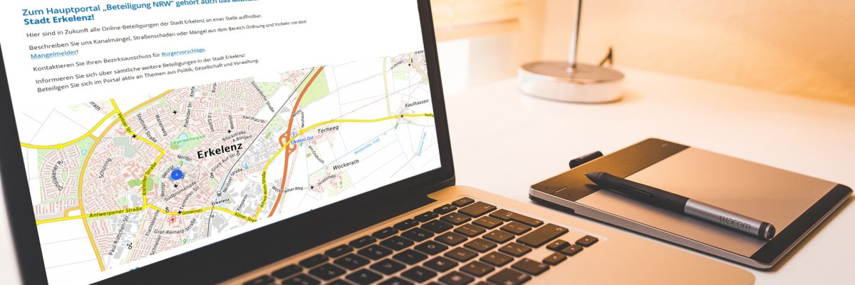 Mitmach-Portal auf dem Bildschirm eines Laptops angezeigt