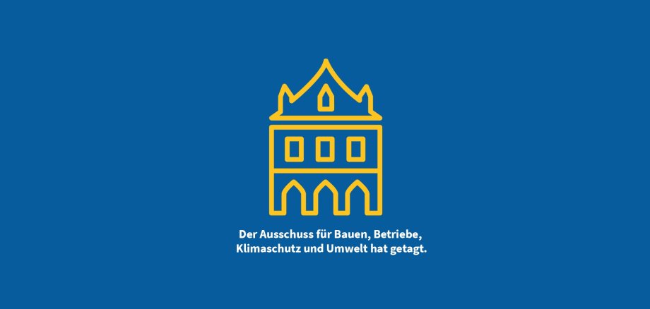 Grafik: Altes Rathaus in gelb auf blauem Grund
