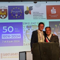 Gemeinsame Rede der beiden Bürgermeister am Begrüßungsabend in der Festhalle
