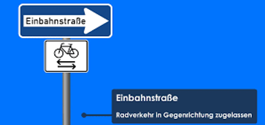 Schild Einbahnstraße in Gegenrichtung zugelassen