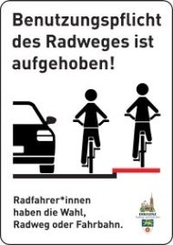 Schild Radwegebenutzungspflicht aufgehoben