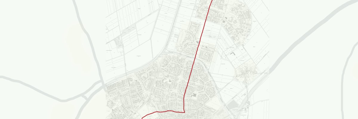 Karte vom Stadtgebiet Erkelenz Nord mit eingezeichneter Radroute Nord