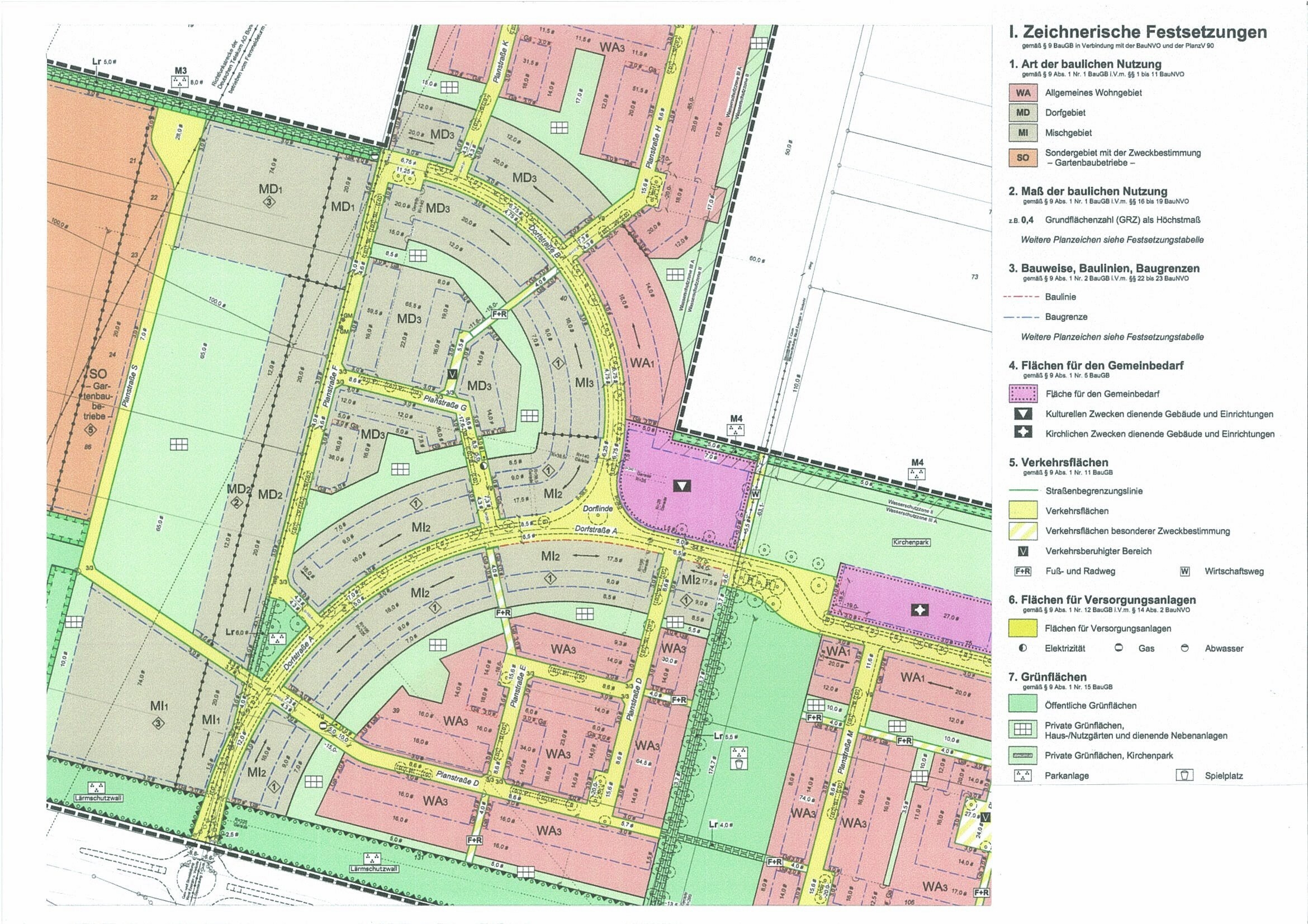 Beispiel eines Bebauungsplanes der Stadt Erkelenz
