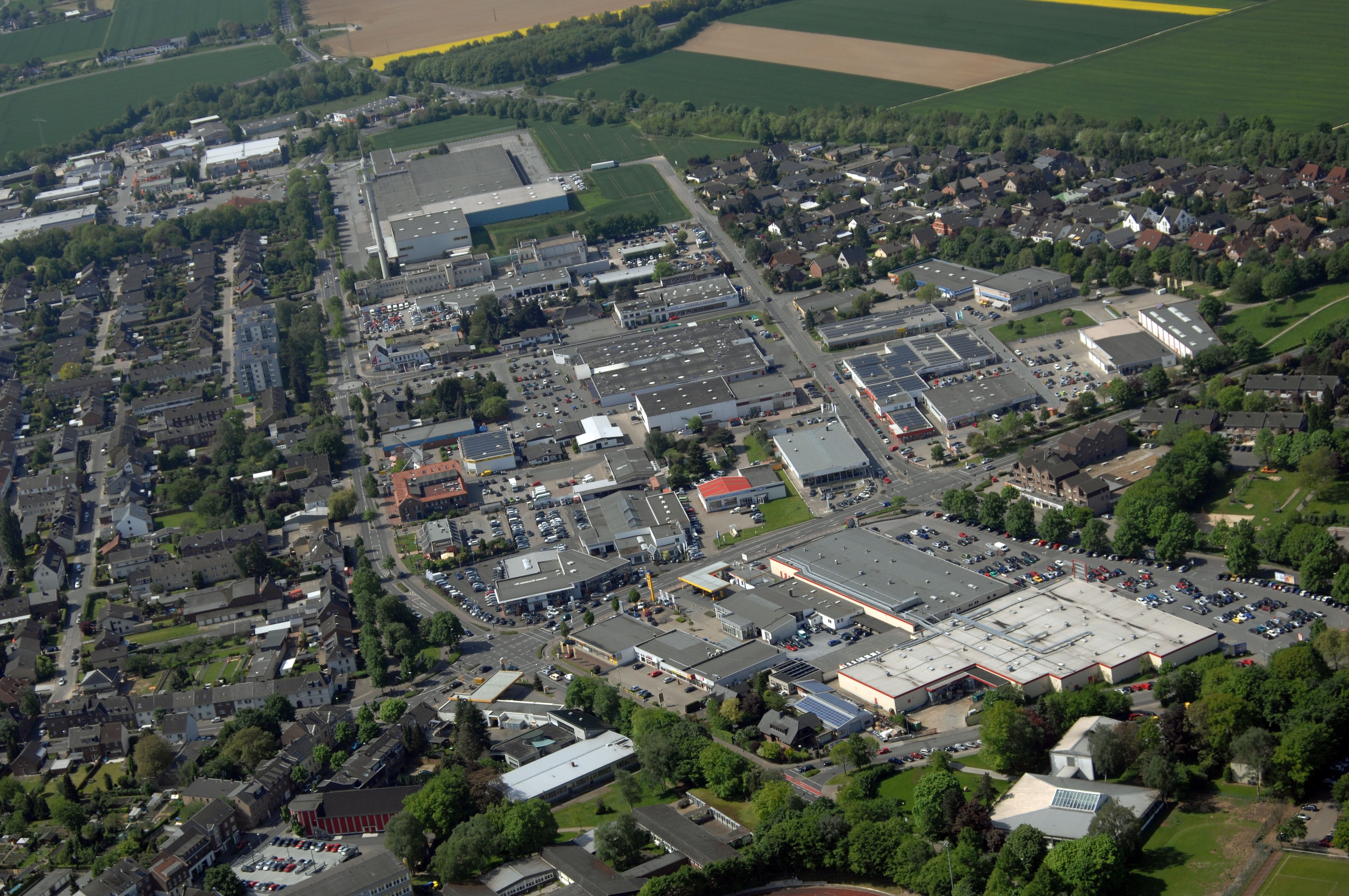 Eine Luftaufnahme des Gewerbegebietes West